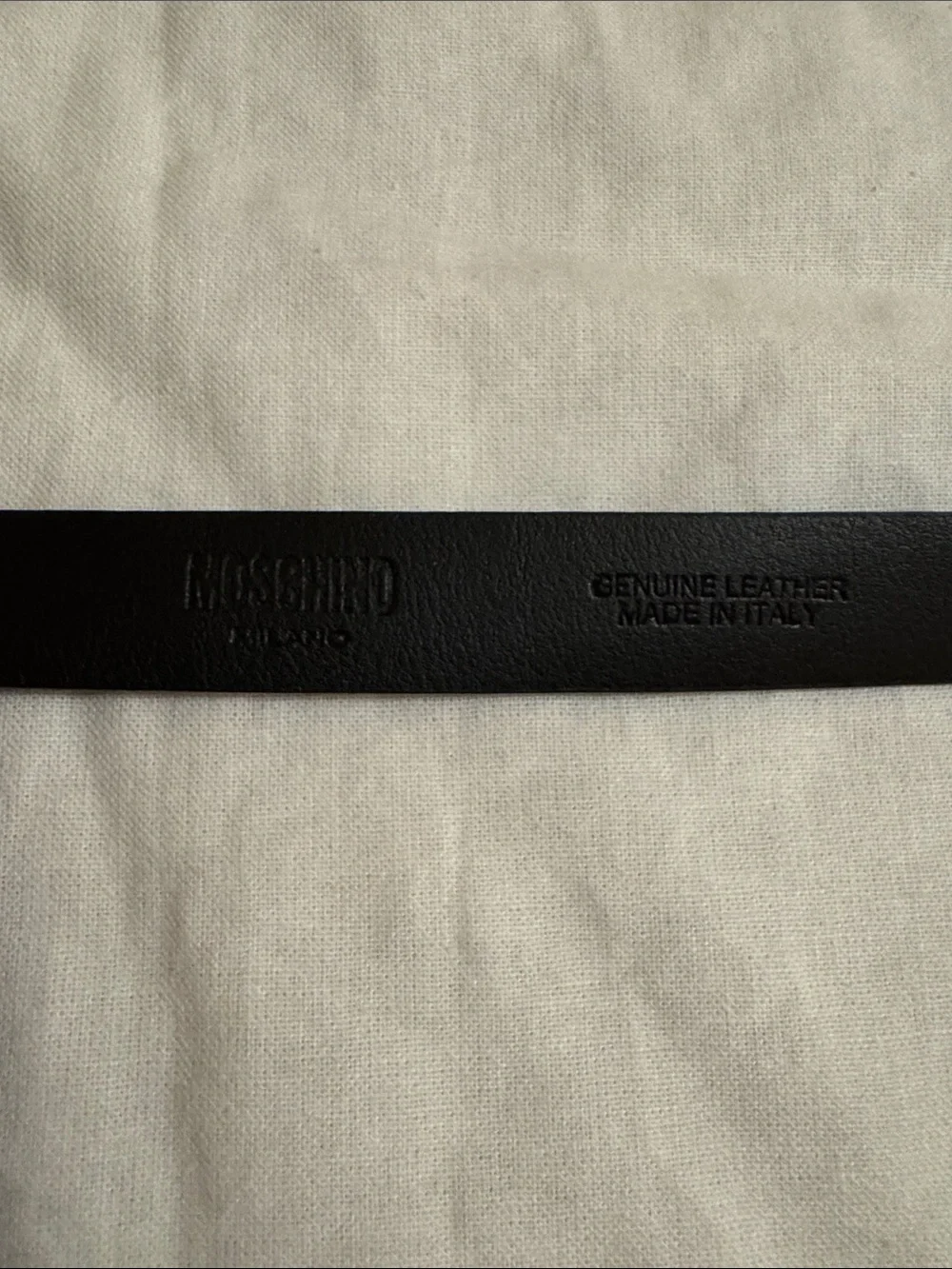 Moschino Black Leather Belt with Silver Logo Buckle